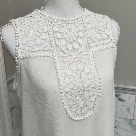 Halogen Gibson Nordstrom Luna Crochet Lace Yoke Layering Blouse Small - Picture 3 of 6